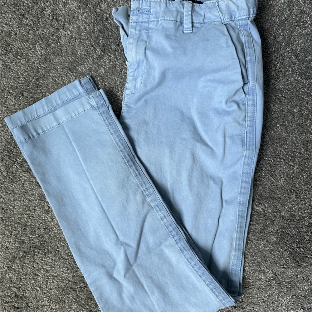 Periwinkle Gap Girlfriend Chinos. Size 4. Tuxedo stripe detail down both legs.